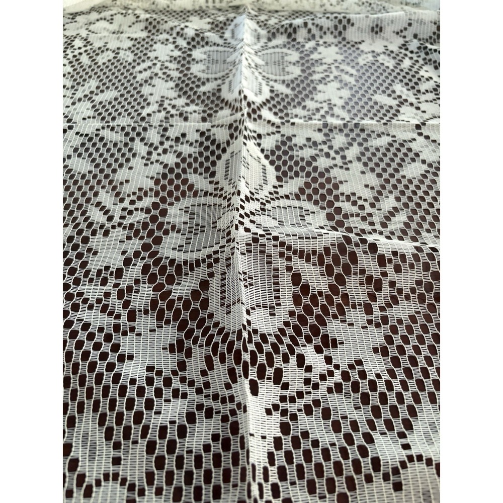 VTG Lace Tablecloth Cream With Pattern Throughout -Cottage Core Design 72" X 88"